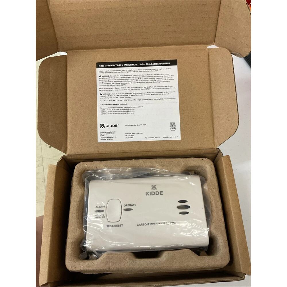Kidde Model KN-COB-LP3 Carbon Monoxide Alarm
